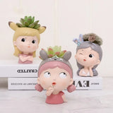 Cute Girl Face Planters Pots Tabletop Decorative Flower Vase Fairy Flowerpot for Cafe Kitchen Drawing Room Bedroom Office
