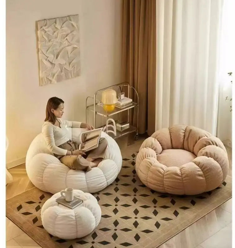 Lazy sofa can lie down and sleep on small sofa, bedroom balcony, leisure chair, cream style lazy chair, tatami chair