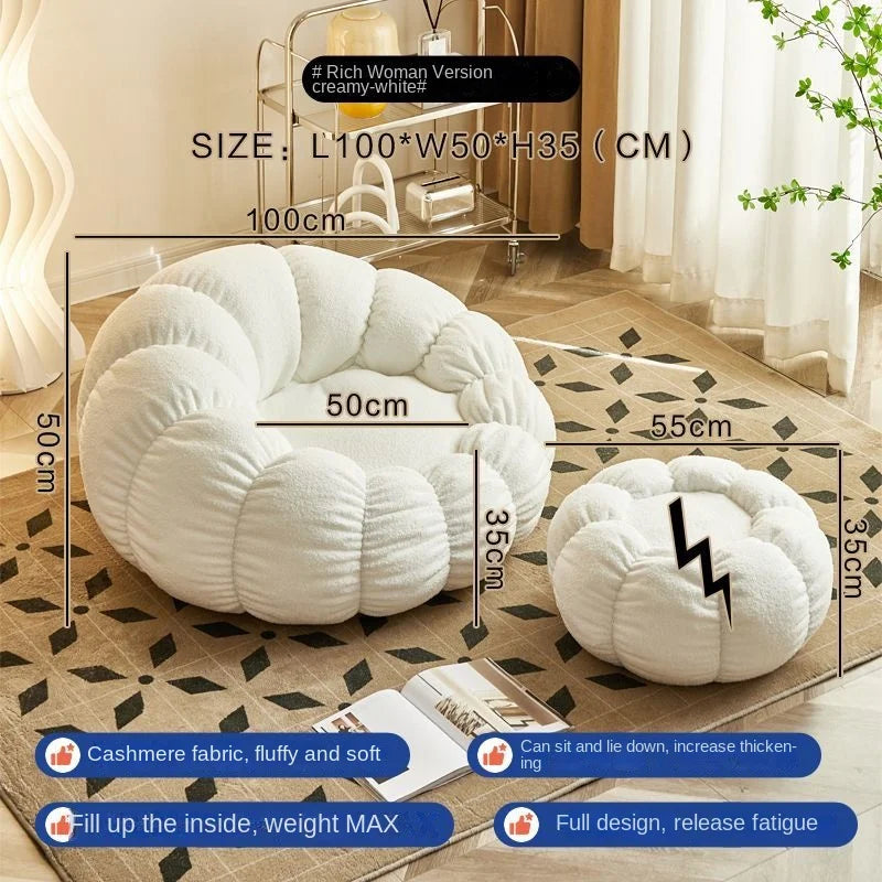 Lazy sofa can lie down and sleep on small sofa, bedroom balcony, leisure chair, cream style lazy chair, tatami chair