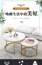 70+50CM 80+60CM  2 in 1 Living Room Coffee Tables  Texture Wooden Combination Furniture Round Tea Table