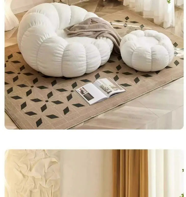 Lazy sofa can lie down and sleep on small sofa, bedroom balcony, leisure chair, cream style lazy chair, tatami chair