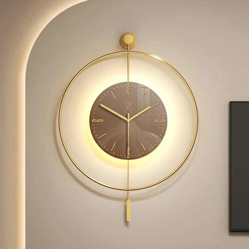Nordic With Photo Frame Wall Clock Luxury Designer Gold Round Wall Clock Unusual With Pendulum Reloj De Pared Household Goods