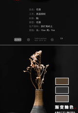 Japanese-style rough pottery flower pot handmade vase retro ceramic flower tea table hydroponic handicraft ornaments
