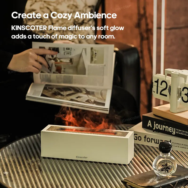 KINSCOTER Flame Aroma Diffuser Air Humidifier Ultrasonic Cool Mist Maker Fogger LED Essential Oil Lamp Realistic Fire Difusor