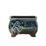 Retro Succulent Plant Pot Relief Floral Pattern Decorated Bonsai Pot Exquisite Planter Vase Office Desktop Ornaments