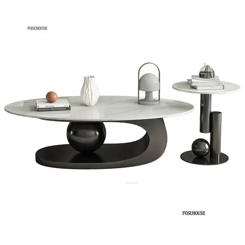 Aesthetic Modern Oval Coffee Tables Nordic Design Metal Modern Coffee Table Hotel Living Room Low Table Furniture for Homew r