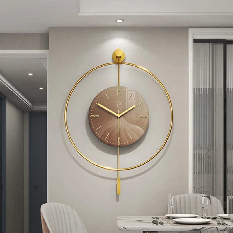 Nordic With Photo Frame Wall Clock Luxury Designer Gold Round Wall Clock Unusual With Pendulum Reloj De Pared Household Goods