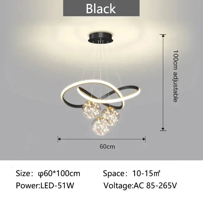 Minimalist Luxury Glass Ball LED Pendant Light Modern Interior Living Dining Room Bedroom Chandelier Home Decor Hanging Light