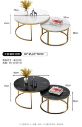 70+50CM 80+60CM  2 in 1 Living Room Coffee Tables  Texture Wooden Combination Furniture Round Tea Table