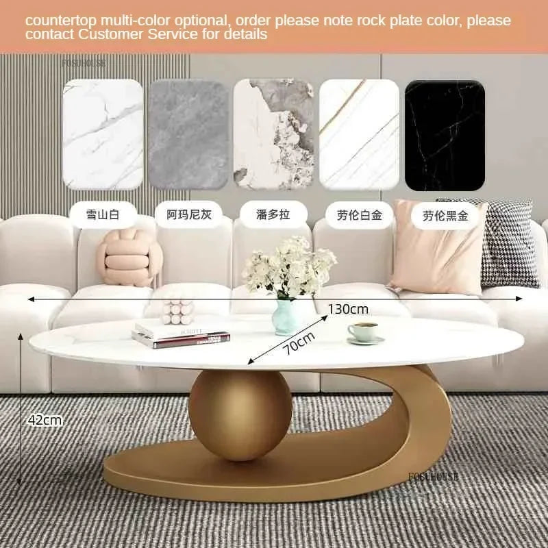 Aesthetic Modern Oval Coffee Tables Nordic Design Metal Modern Coffee Table Hotel Living Room Low Table Furniture for Homew r