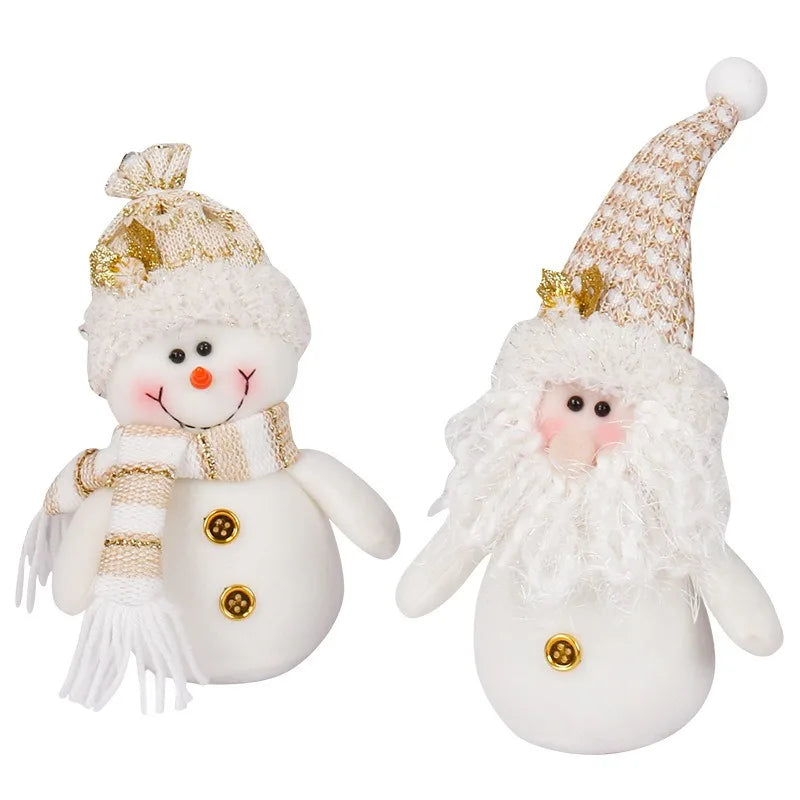 Christmas Snowflake Plaid Fabric Cute Little Man Santa Claus Snowman Doll 1Pc Christmas Decoration Gift