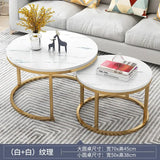 70+50CM 80+60CM  2 in 1 Living Room Coffee Tables  Texture Wooden Combination Furniture Round Tea Table