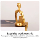 3pcs Abstract Figures Resin Statue Gold Thinker Sculpture Ornament Art Sitting Posture Character Statues Home Shelf Decorations
