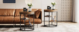Tribesigns Round End Table, Small End Table with 3 Storage Shelves, Wood Side Table for Small Spaces, Industrial Sofa Table