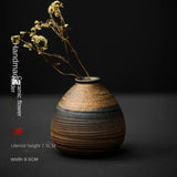 Japanese-style rough pottery flower pot handmade vase retro ceramic flower tea table hydroponic handicraft ornaments