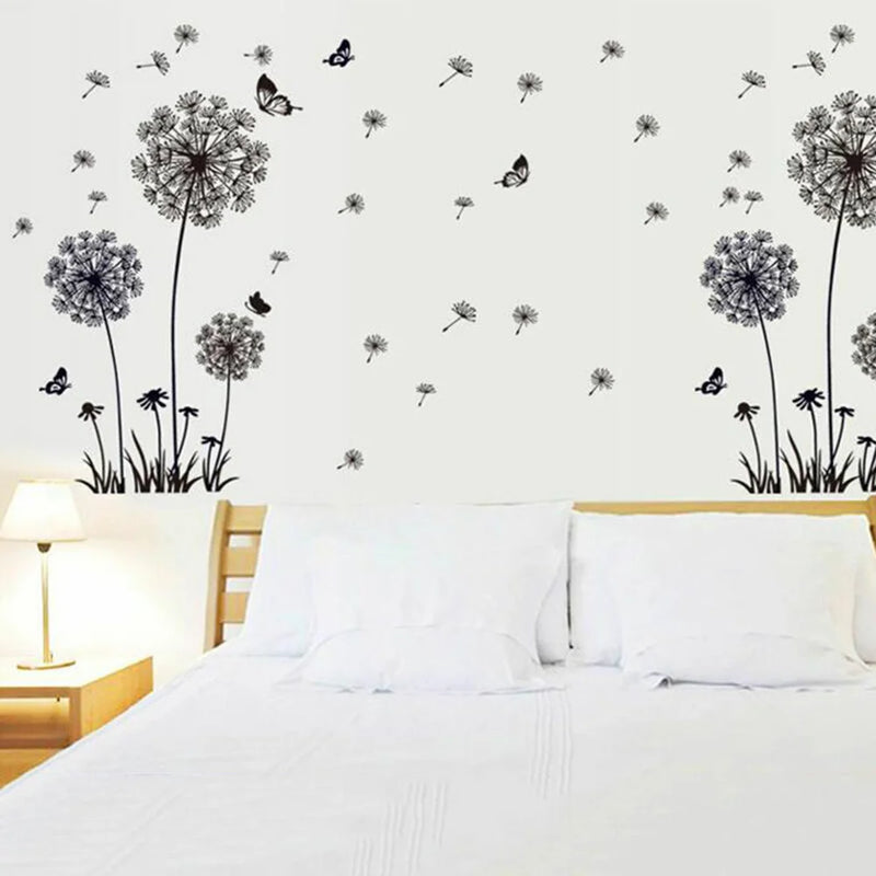 Black Dandelion Sitting Room Bedroom Wall Stickers Household Adornment Decor Decals Mural Art Poster On The Wall