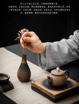 Japanese-style rough pottery flower pot handmade vase retro ceramic flower tea table hydroponic handicraft ornaments