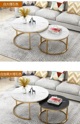 70+50CM 80+60CM  2 in 1 Living Room Coffee Tables  Texture Wooden Combination Furniture Round Tea Table