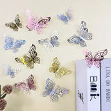 12pcs 3D Hollow Butterflies Wall Stickers on The Wall for Wedding Decoration Children Room Decor Living Room Kids Bedroom DIY
