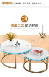 70+50CM 80+60CM  2 in 1 Living Room Coffee Tables  Texture Wooden Combination Furniture Round Tea Table