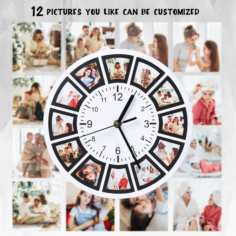 Personalized Photo Frame Plaque Photo Print Desktop Picture Frames with Time Clock Customized Photo/Text Christmas Gift