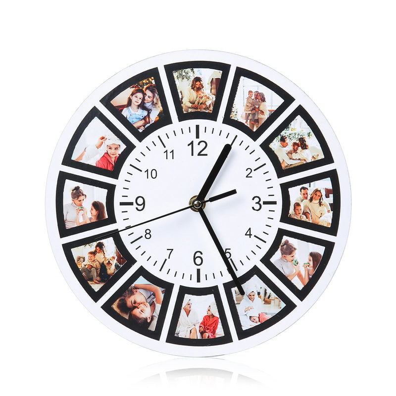 Personalized Photo Frame Plaque Photo Print Desktop Picture Frames with Time Clock Customized Photo/Text Christmas Gift