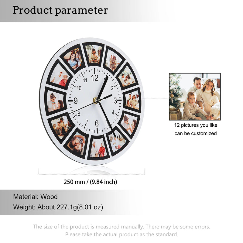 Personalized Photo Frame Plaque Photo Print Desktop Picture Frames with Time Clock Customized Photo/Text Christmas Gift