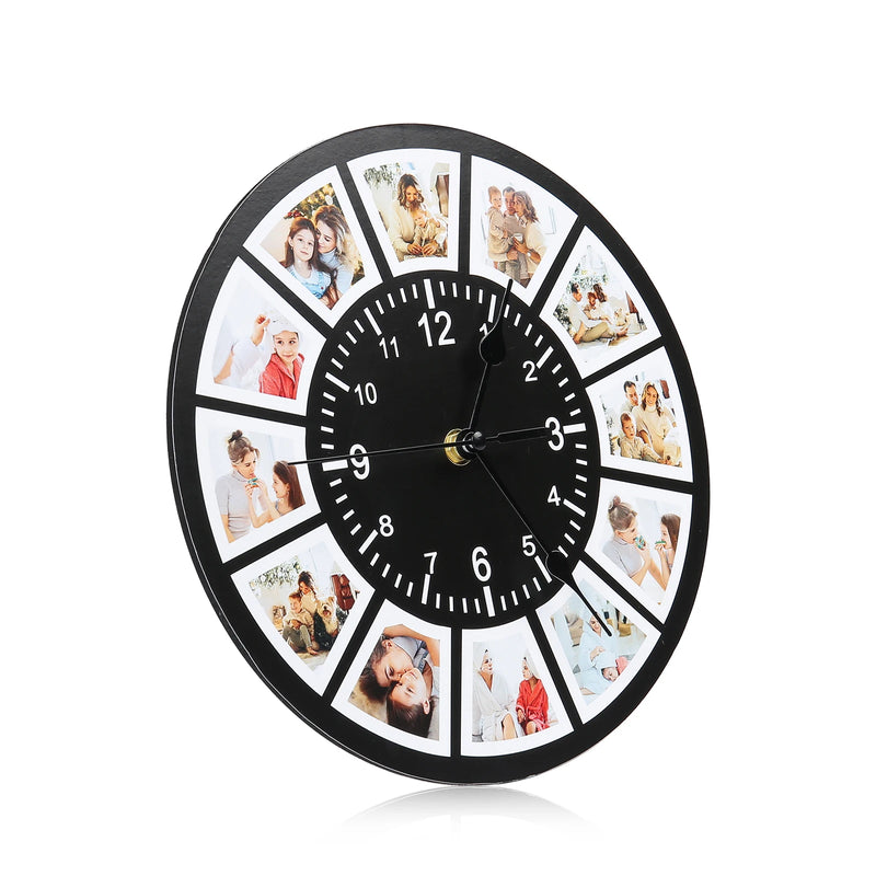 Personalized Photo Frame Plaque Photo Print Desktop Picture Frames with Time Clock Customized Photo/Text Christmas Gift